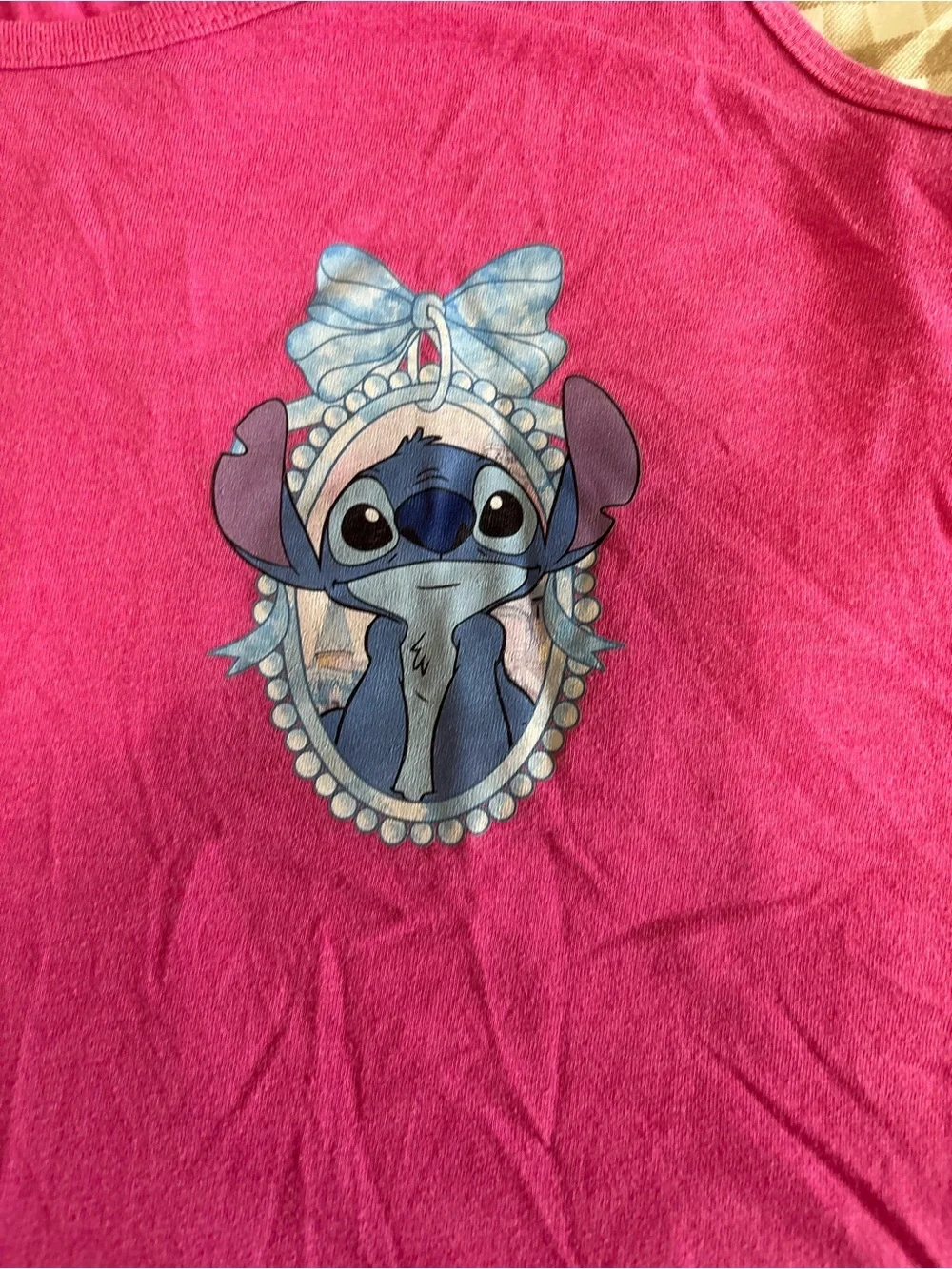 Justice Bright Pink Tank Top with Blue Cartoon Patch